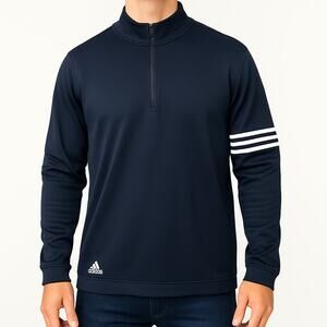 Adidas Climalite Quarter Zip Pullover XL Navy 3 Stripe Performance Sweatshirt